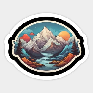 Mountain Vintage Woods Fauna Cloud Outdoor Since Retro Sticker